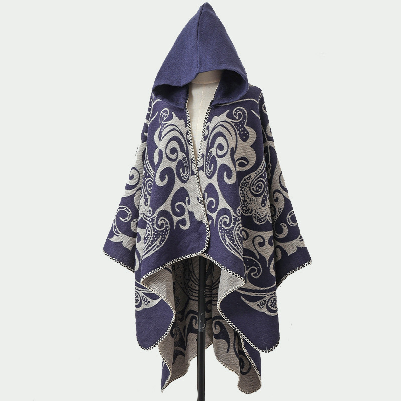 Go Ethnic Fashion - Neuer Damen-Kapuzenschal, warmer Reise-Foto-Outfit, Umhang mit