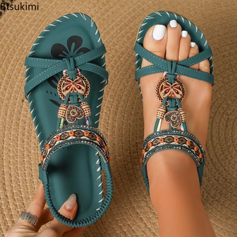 Ethnic Fashion Women - Damen Boho-Sandalen für Outdoor und Strand,