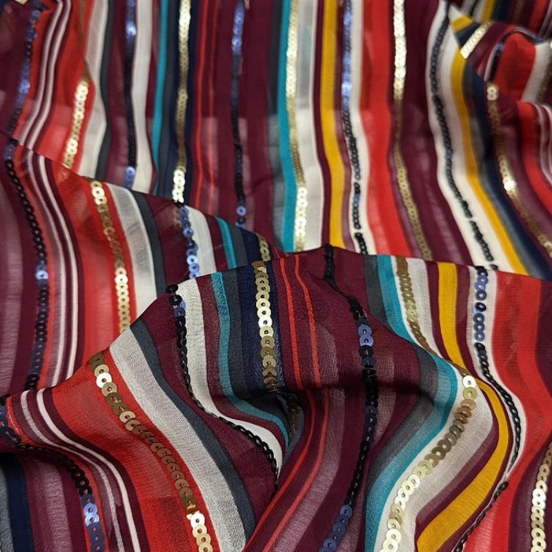 Bunt gestreifter bestickter Pa – Ethnic Fashion Design Bewertung und Preis